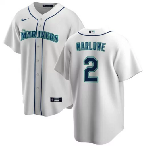 Custom Mens seattle mariners 2 cade marlowe white cool base stitched jersey 3010
