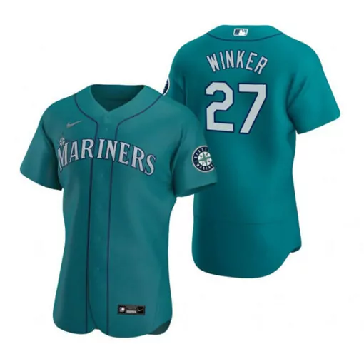 Custom Mens seattle mariners 27 jesse winker aqua flex base stitched jersey 4065