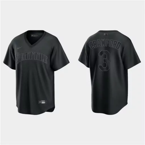 Personalized Mens seattle mariners 3 jp crawford black pitch black fashion replica stitched jersey 2867