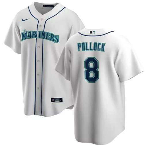 Customizable Mens seattle mariners 8 aj pollock white cool base stitched jersey 8023