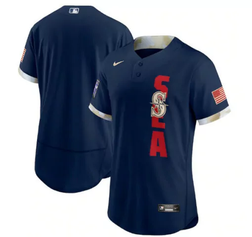 Personalized Mens seattle mariners blank 2021 navy allstar flex base stitched jersey 1490