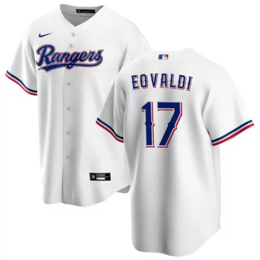 Custom Mens texas rangers 17 nathan eovaldi white cool base stitched jersey 9878