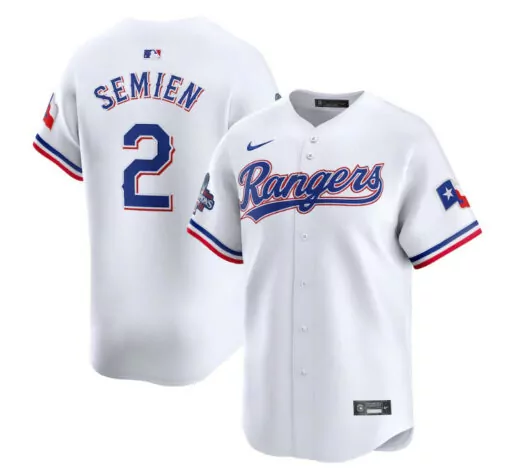 Custom Mens texas rangers 2 marcus semien white 2023 world series champions stitched jersey 9058