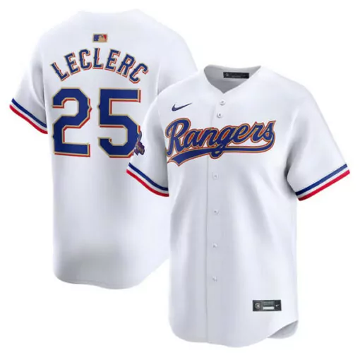 Custom Mens texas rangers 25 jose leclerc white 2024 gold collection cool base baseball stitched jersey 2643