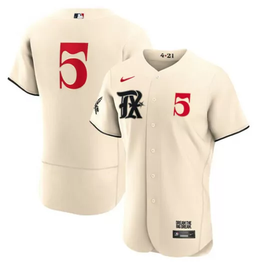 Personalized Mens texas rangers 5 corey seager cream 2023 city connect flex base stitched jersey 5350