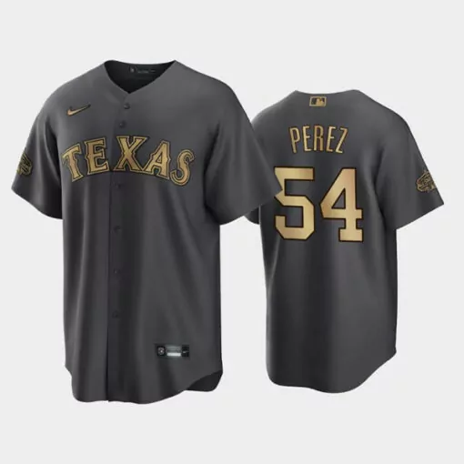 Customizable Mens texas rangers 54 martin perez charcoal 2022 allstar cool base stitched jersey 5546