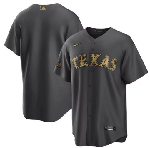 Personalized Mens texas rangers blank charcoal 2022 allstar cool base stitched jersey 1857