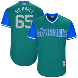 Custom Seattle mariners 65 james paxton big maple majestic aqua 2017 players weekend jersey 8957