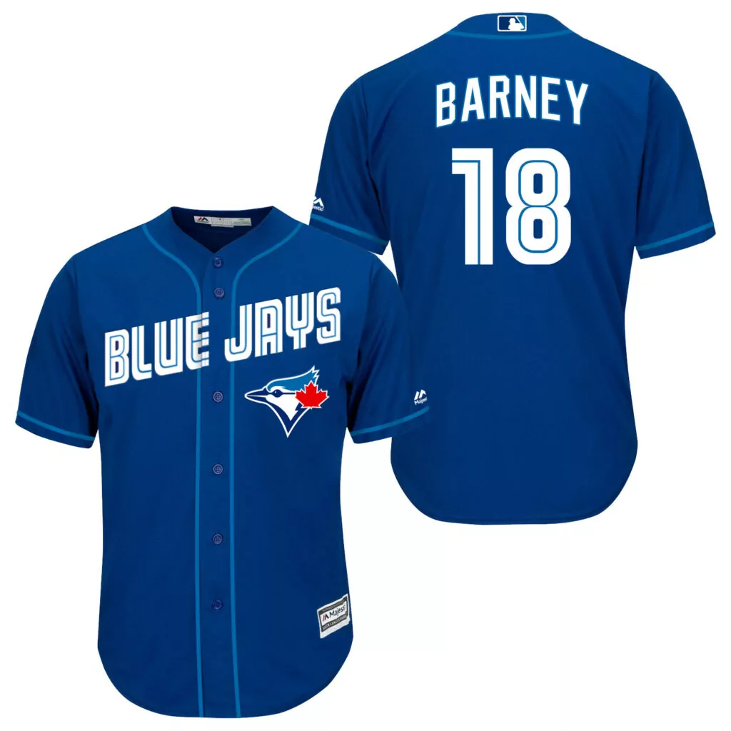 Personalized Toronto blue jays 18 darwin barney royal blue new cool base jersey 5032