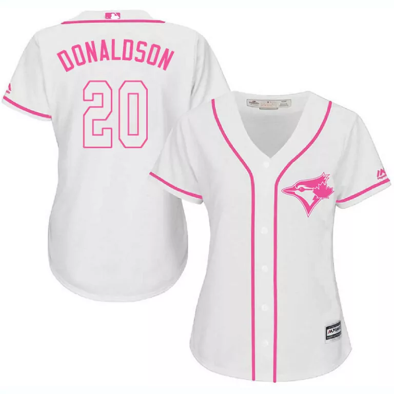 Custom Toronto blue jays 20 josh donaldson white pink women cool base jersey 4851