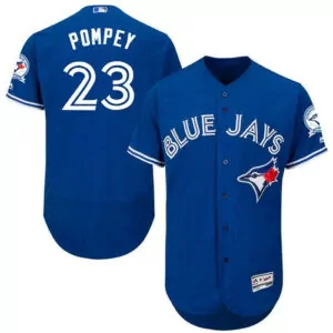 Custom Toronto blue jays 23 dalton pompey blue with 40th anniversary patch flexbase jersey 4013