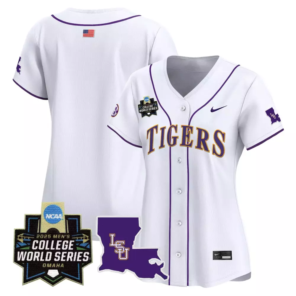 Women's LSU Tigers 2025 White Vapor Premier Limited Jersey | College World Series Patch | For Women, Men & Youth