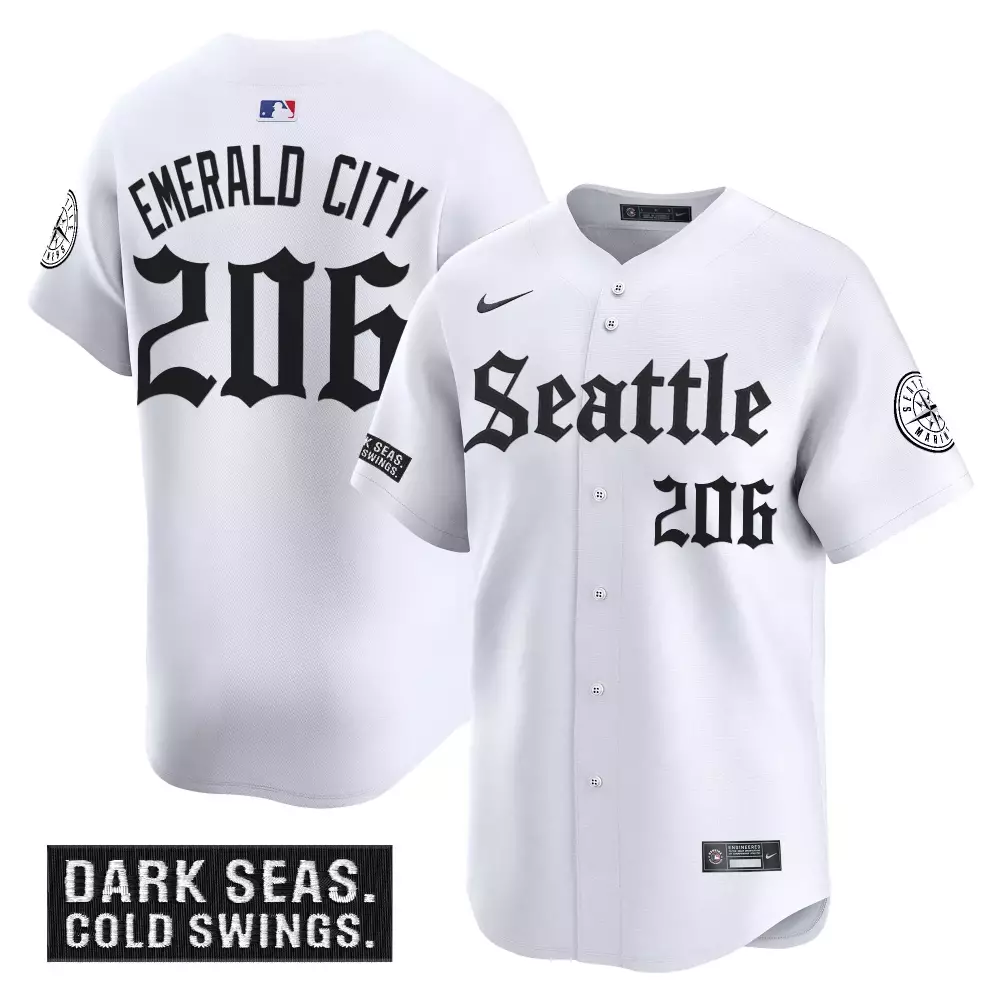 206 Seattle Mariners Men's White Vapor Jersey | Dark Seas Patch 2023 Edition | Perfect Fan Gear for Game Day | For Men, Women & Youth
