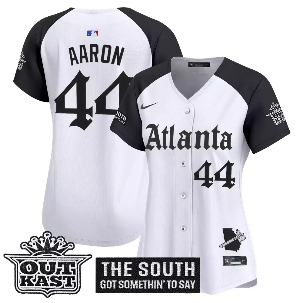 Aaron 44 Atlanta Braves 2023 Outkast Edition Jersey | Black & White Vapor | Stylish Fan Gear | For Men, Women & Youth
