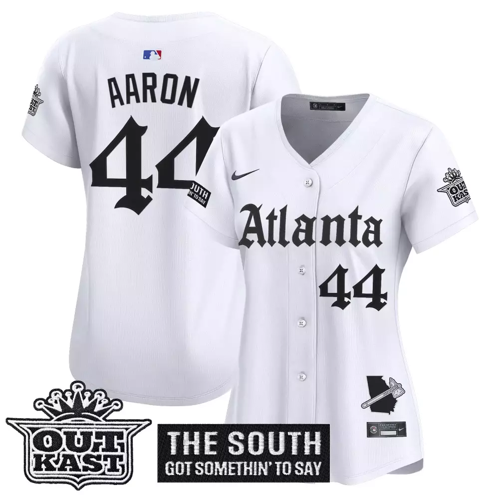 Aaron 44 Atlanta Braves 2023 Outkast Edition Jersey | White Vapor Style | Replica Fan Gear | For Men, Women & Youth