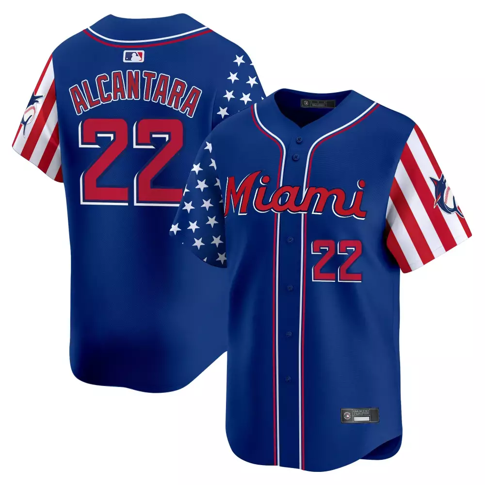 Alcantara 22 Men's Miami Marlins Independence Day Vapor Jersey | Stitched Embroidered Patch | For Men, Women & Youth