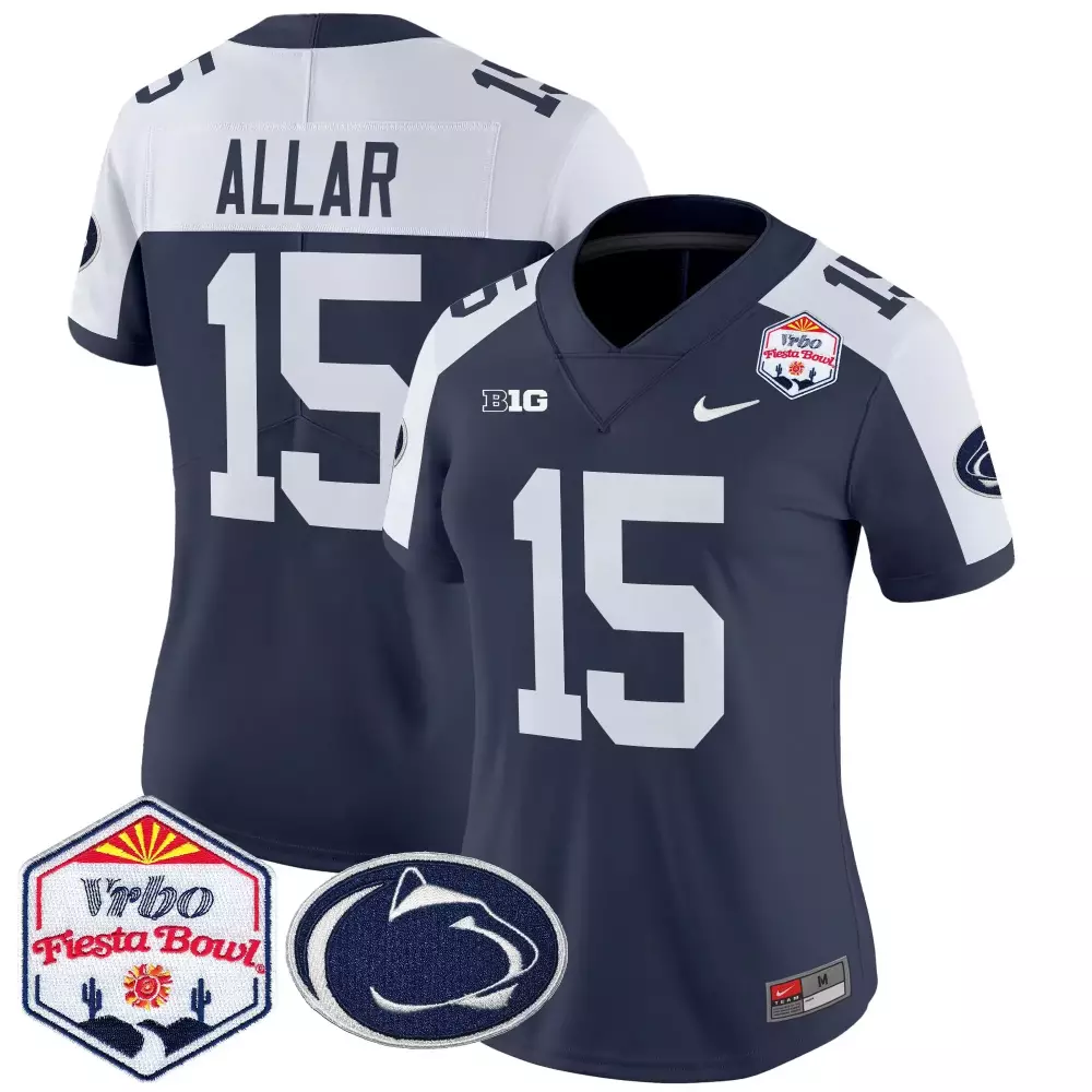 Allar 15 Women's Navy Vapor Jersey | Penn State Nittany Lions 2024 Fiesta Bowl Patch | Game Day Outfit | For Men, Women & Youth