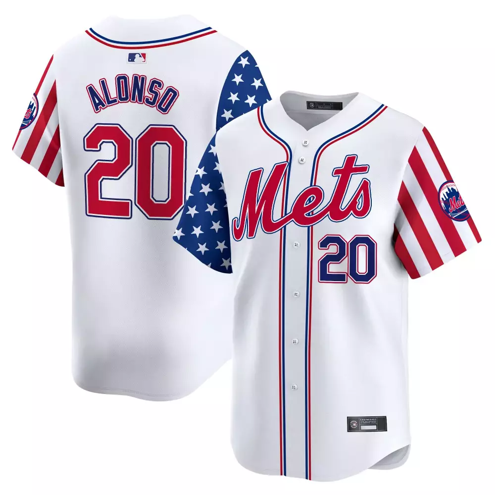 Alonso 20 Men's Stitched Vapor Jersey | New York Mets Independence Day 2025 White Style | For Men, Women & Youth