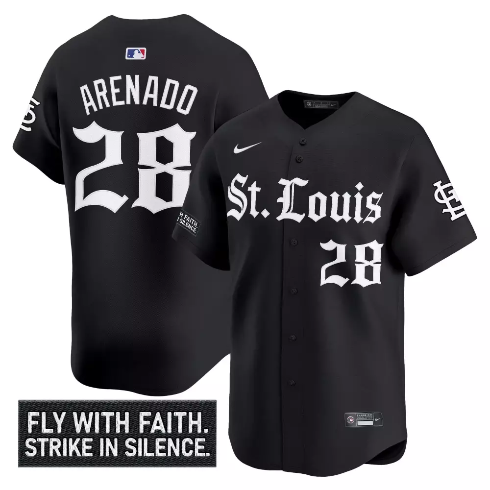 Arenado 28 St Louis Cardinals 2023 Black Vapor Jersey | Embroidered Patch | Replica Fan Gear | For Men, Women & Youth
