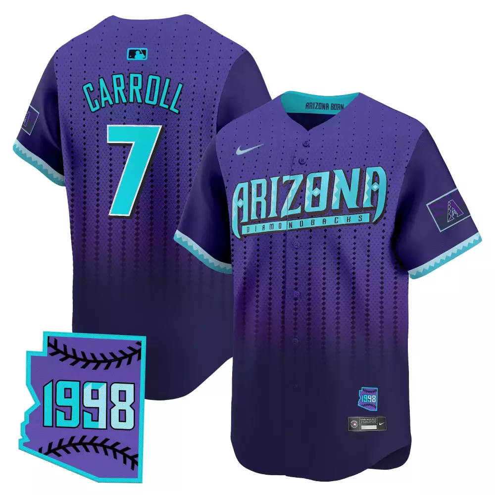 Arizona Diamondbacks 1998 Carroll 7 Stitched Vapor Jersey | Purple | Embroidered Patch for Men, Women & Youth