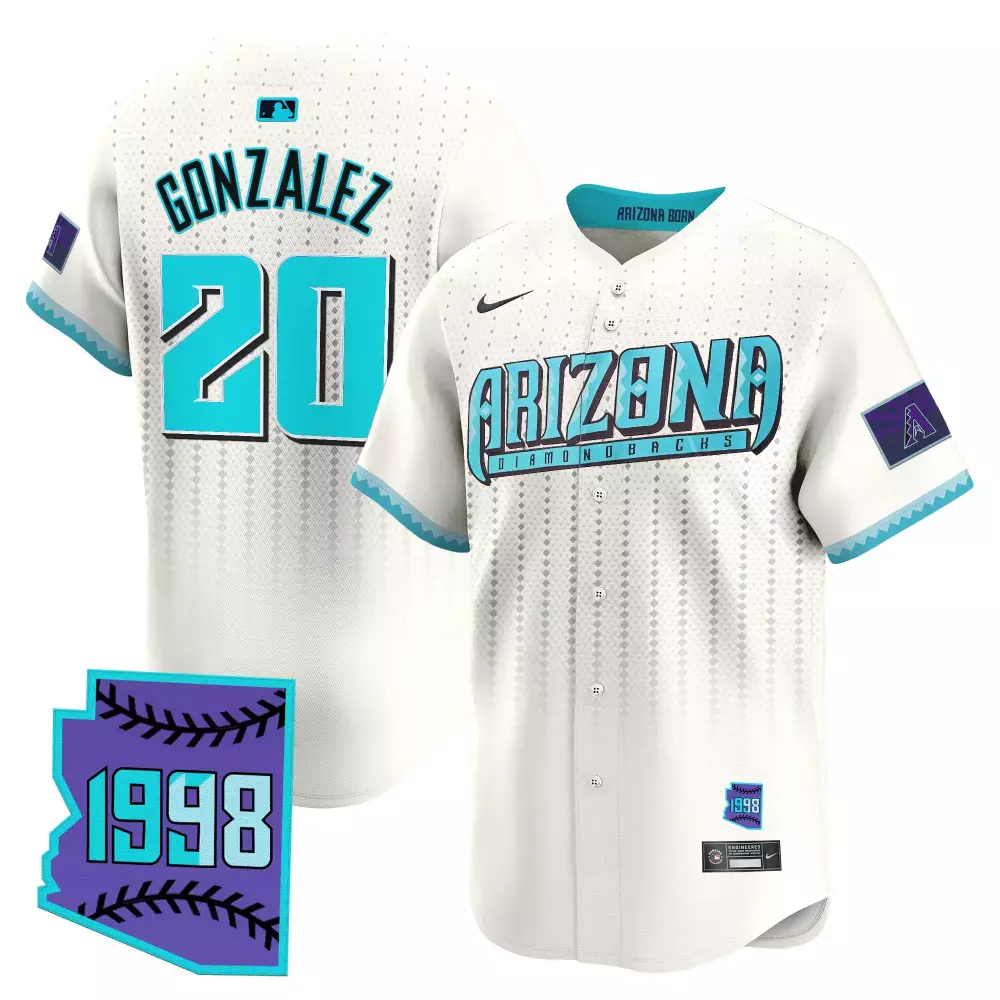 Arizona Diamondbacks 1998 Cooperstown Vapor Jersey | Gonzales 20 | White Stitched for Men, Women & Youth