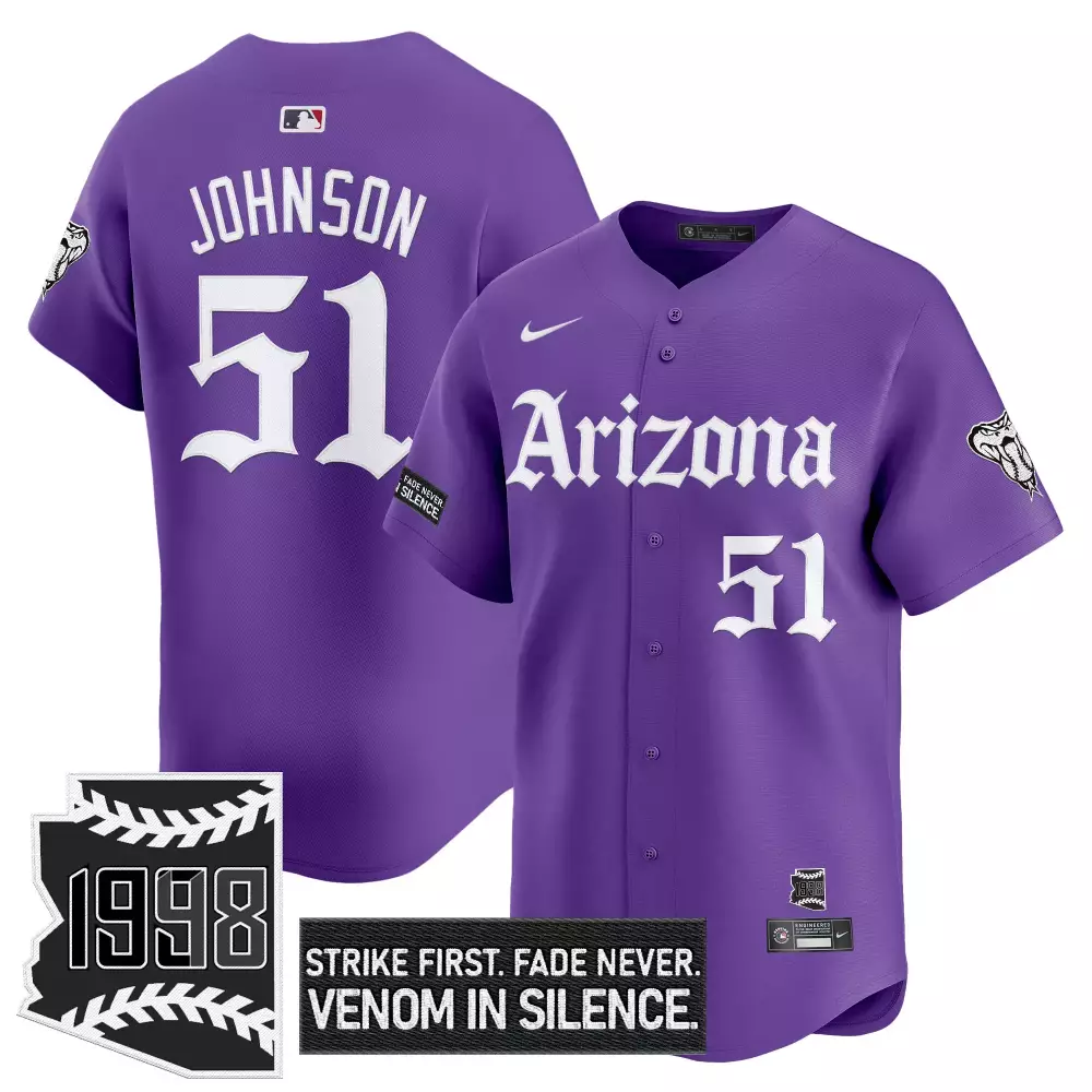 Arizona Diamondbacks 1998 Johnson 51 Purple Vapor Jersey | Stitched | Embroidered Patch for Men, Women & Youth