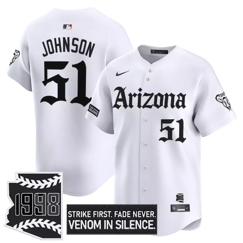 Arizona Diamondbacks 1998 Johnson 51 White Vapor Jersey | Stitched | Embroidered Patch for Men, Women & Youth