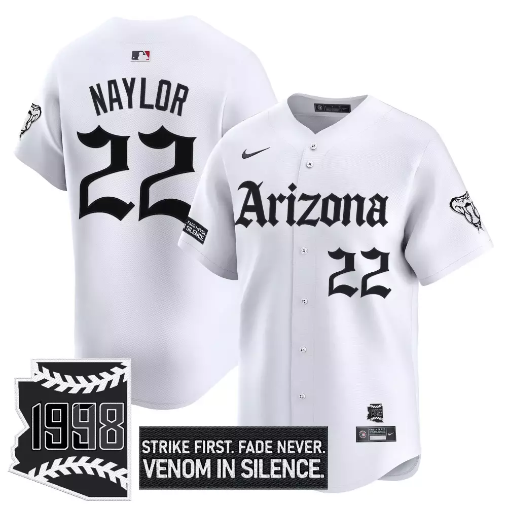 Naylor 22 Arizona Diamondbacks 1998 White Vapor Jersey | Stitched Embroidered Patch | Limited Edition Fan Gear | For Men, Women & Youth
