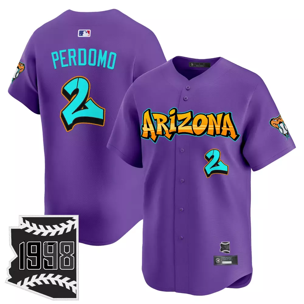Perdomo 2 Arizona Diamondbacks 1998 Purple Vapor Jersey | Embroidered Patch | Game Day Outfit | For Men, Women & Youth