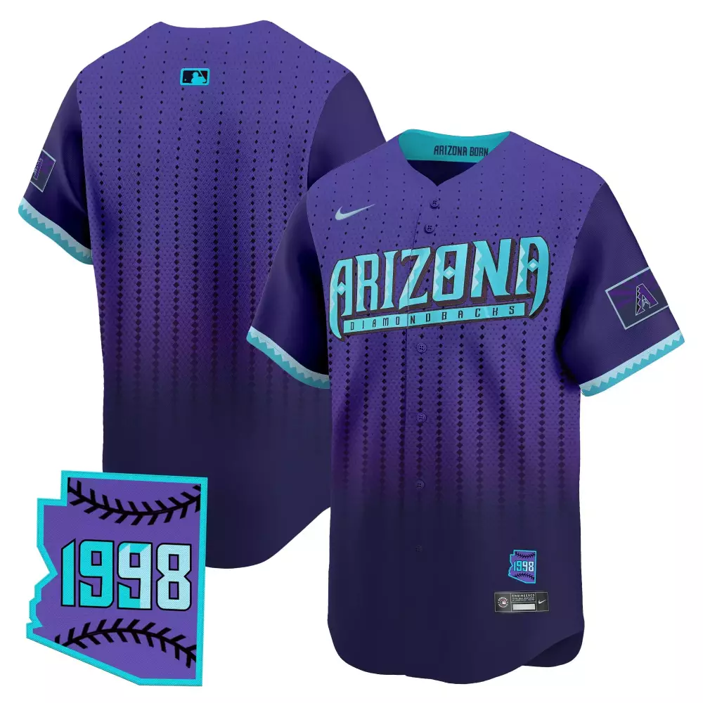 Arizona Diamondbacks 1998 Vapor Jersey | Purple Stitched Embroidered Patch | Retro Style Fan Gear | For Men, Women & Youth