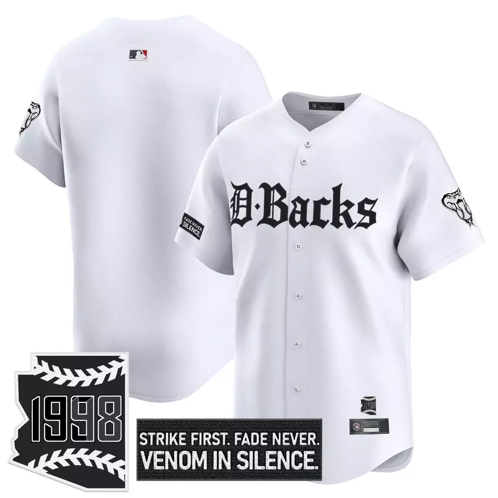 Venom in Silence Arizona Diamondbacks 1998 White Vapor Jersey | Stitched Embroidered Patch | Unique Fan Gear | For Men, Women & Youth