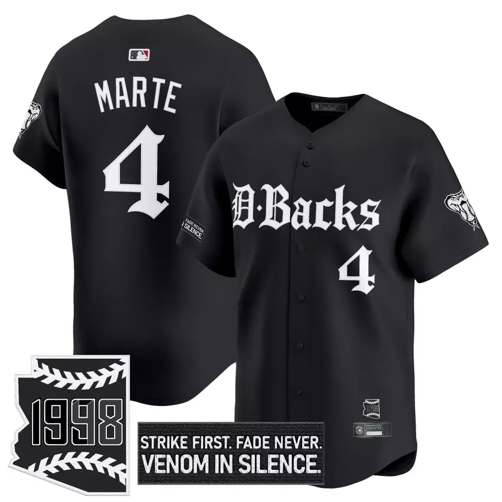 Marte 4 Arizona Diamondbacks Black Vapor Jersey | Stitched 1998 Patch | Replica Fan Gear | For Men, Women & Youth
