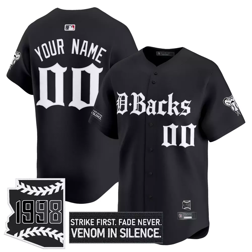 Custom Name Number 00 Arizona Diamondbacks Black Venom In Silence Jersey | Unique Fan Gear | For Men, Women & Youth