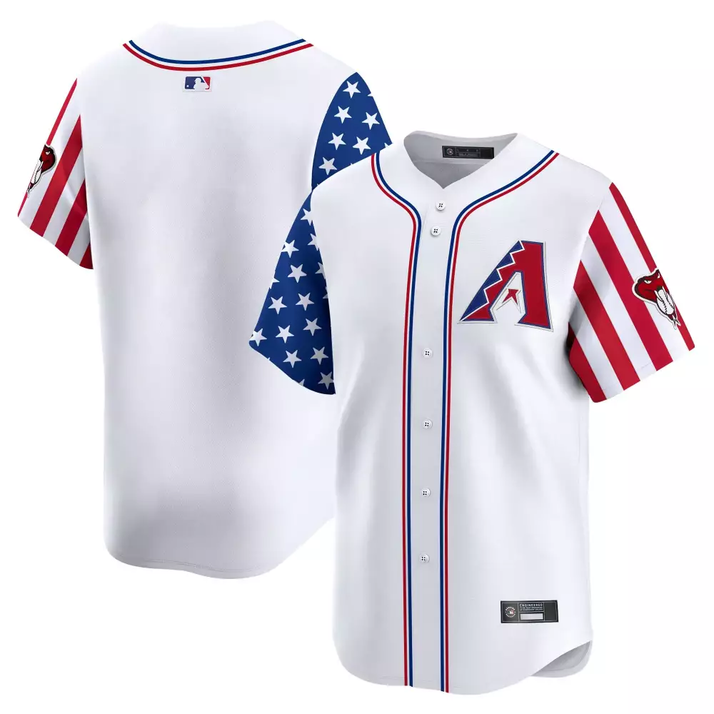 Arizona Diamondbacks White Stitched Vapor Jersey | American Flag Patch 2023 Retro Style | For Men, Women & Youth