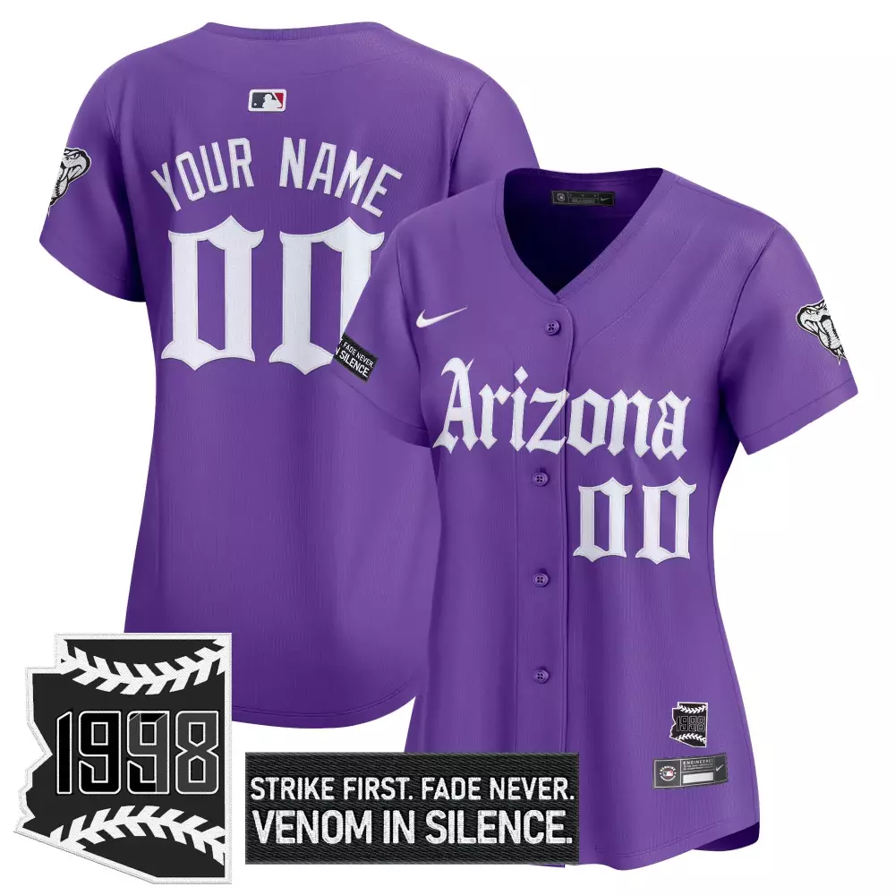1998 Patch Arizona Diamondbacks Women's Purple Jersey | Custom Name | Fan Gear for Women