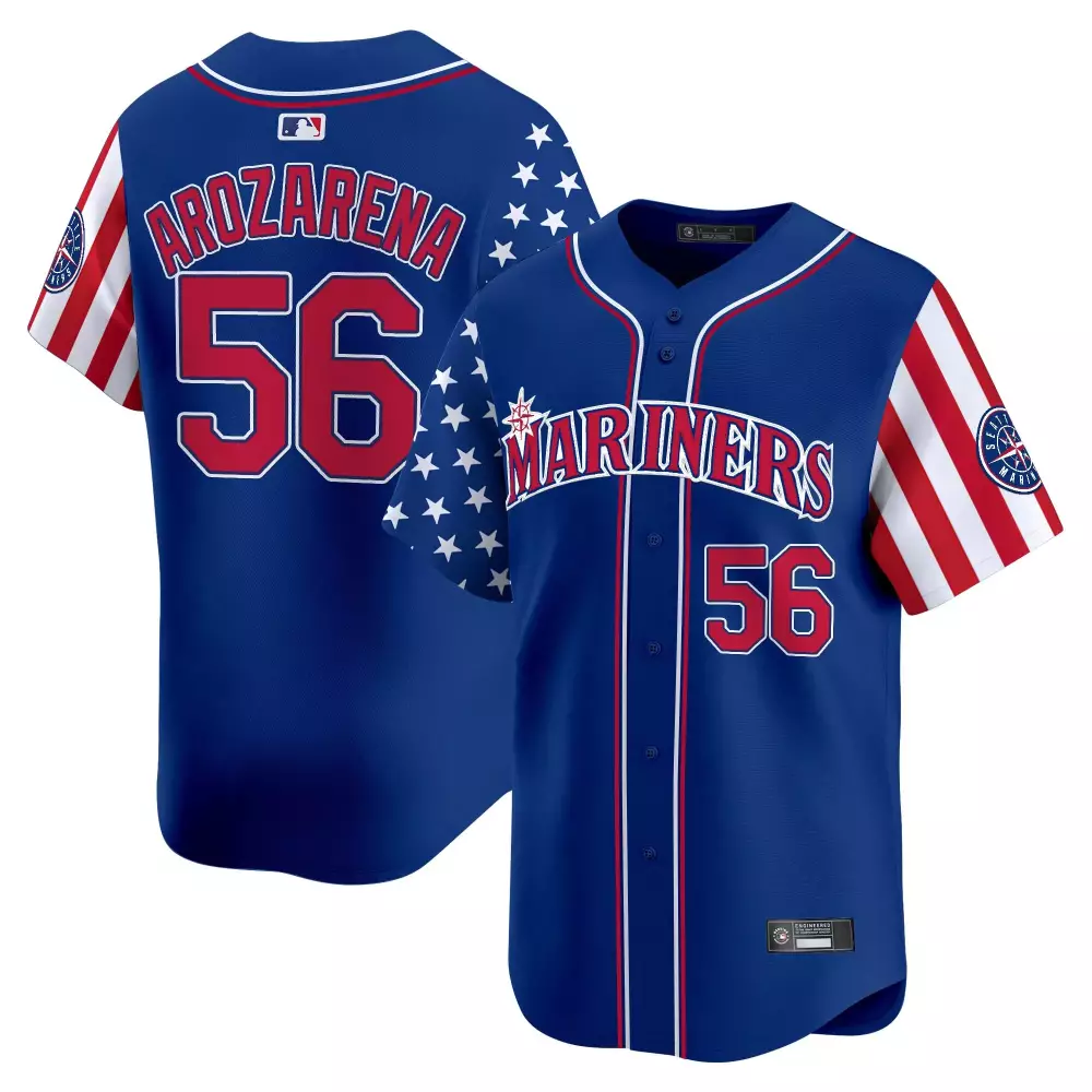 Arozarena 56 Mariners 2025 Independence Day Stitched Jersey | Blue Vapor Fan Gear | For Men, Women & Youth