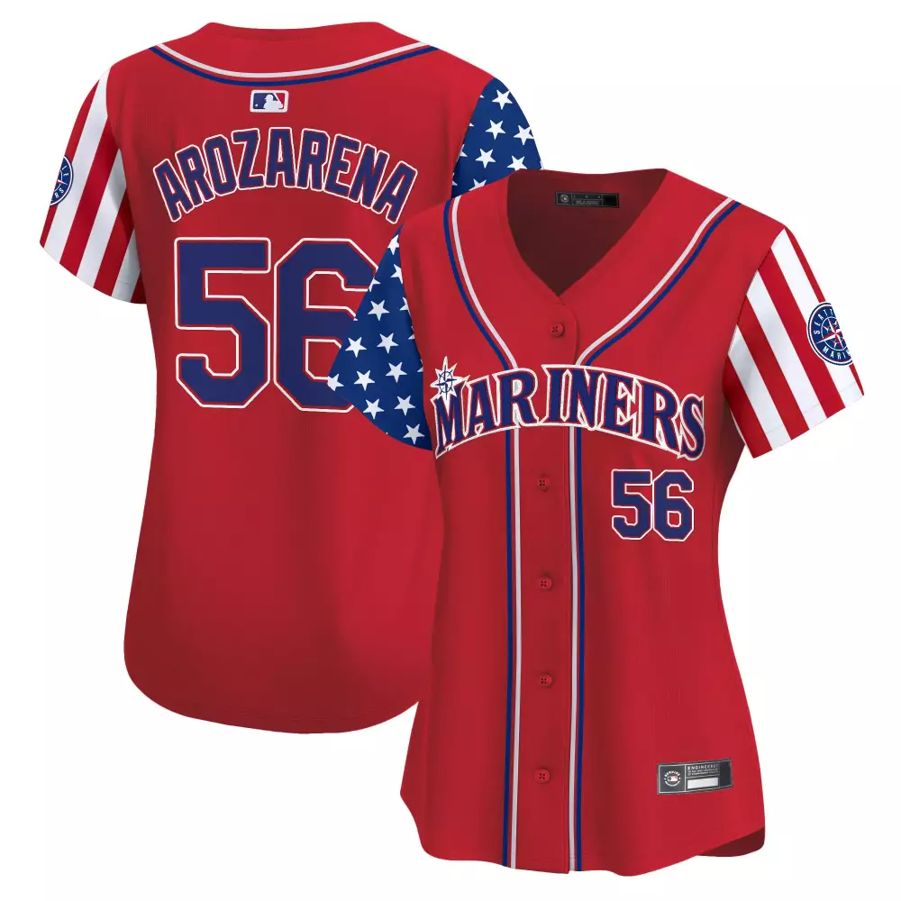 Arozarena 56 Mariners Women’s 2025 Independence Day Stitched Jersey | Red Vapor Fan Gear | For Women & You