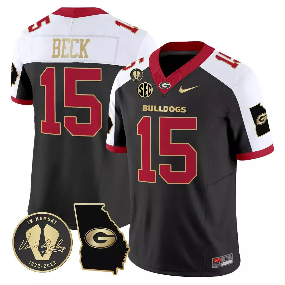 Beck 15 Men’s Vapor Stitched Jersey | Georgia Bulldogs Black 2024 with In Memory Patch | Fan Gear for Game Day | For Men, Women & You