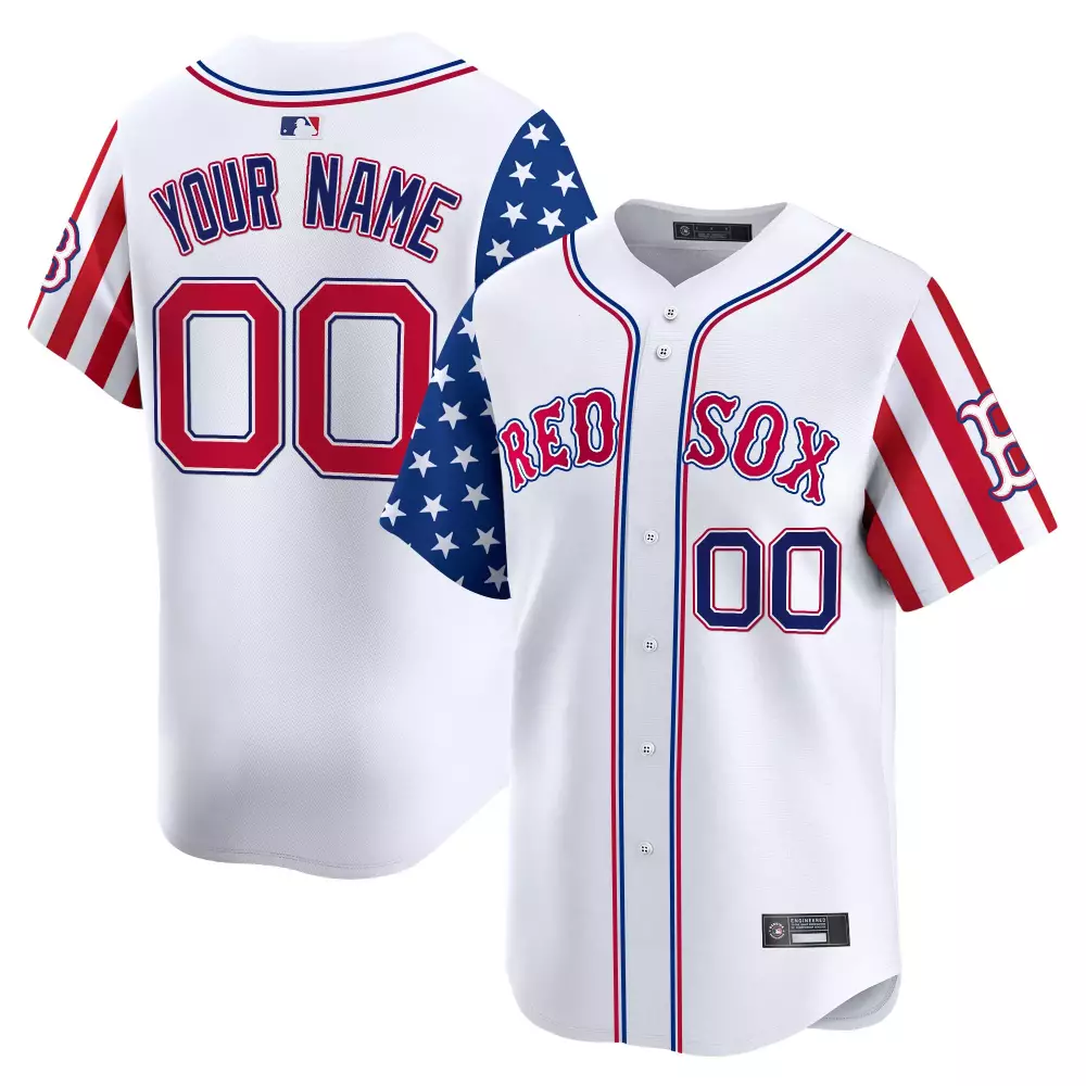 Patriotic Boston Red Sox White Jersey | Customizable Player Name & Number | MLB Fan Gear | For Men, Women & Youth