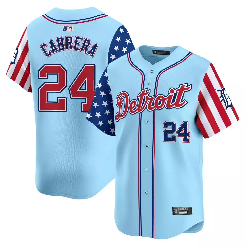 Cabrera 24 Men's Stitched Vapor Jersey | Light Blue Detroit Tigers Independence Day 2025 | Game Day Outfit | For Men, Women & Youth