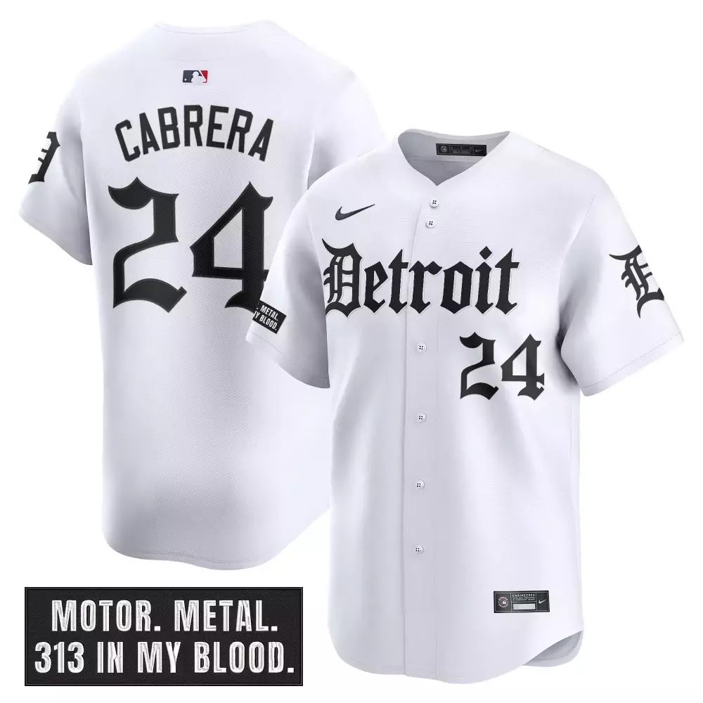 Cabrera 24 Men's Vapor Jersey | Detroit Tigers White Stitched with 313 Patch 2023 | Stylish Fan Gear | For Men, Women & Youth