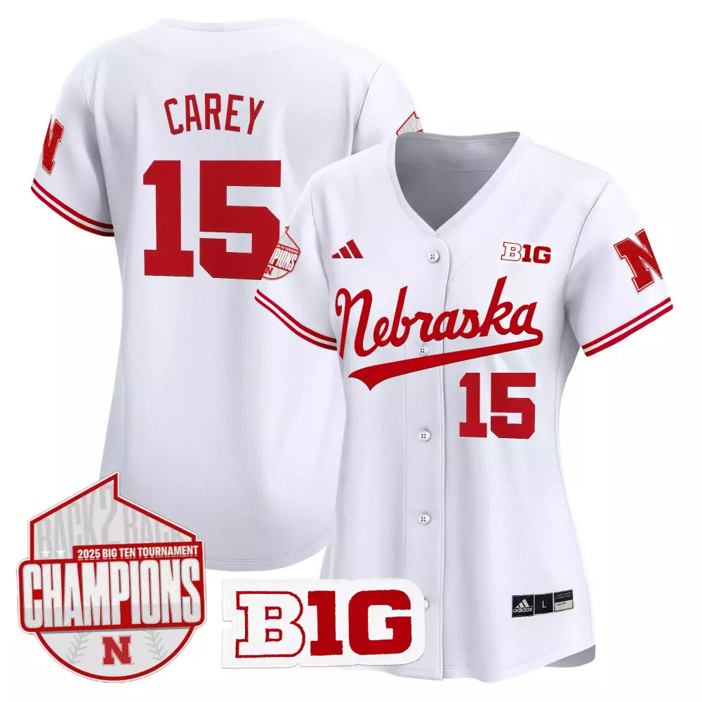 Custom Nebraska Cornhuskers  Null Carey 15 Huskers Stitched Vapor With Champions Patch 2025 Authentic Jersey – White