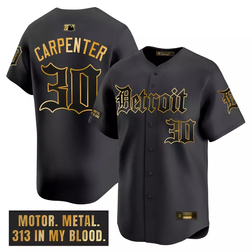 Carpenter 30 Detroit Tigers 2023 Gold Edition Vapor Jersey | Embroidered Patch | Replica Fan Gear | For Men, Women & Youth