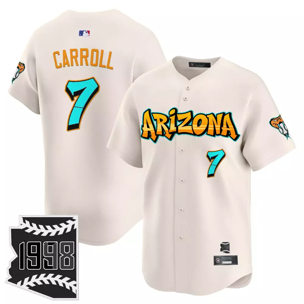 Carroll 7 Arizona Diamondbacks White All Stitched Jersey | 2023 World Series 25th Anniversary Patch | Fan Gear for Men, Women & Youth