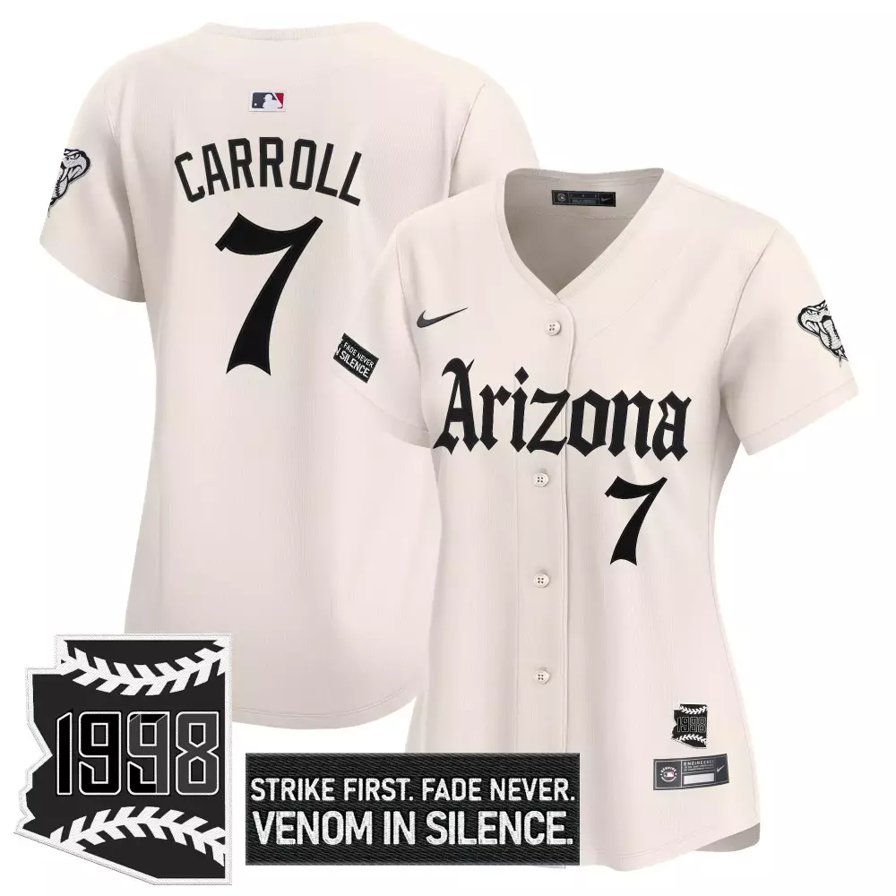 Carroll 7 Arizona Diamondbacks 1998 Patch Vapor Jersey | Cream Stitched Edition | Limited Edition Fan Gear | For Men, Women & Youth