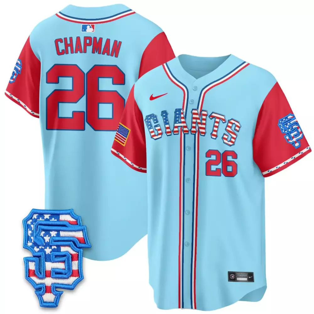 Chapman 26 San Francisco Giants 2025 Stitched Vapor Jersey | 4th of July Blue & Red | Replica Fan Gear | For Men, Women & Youth