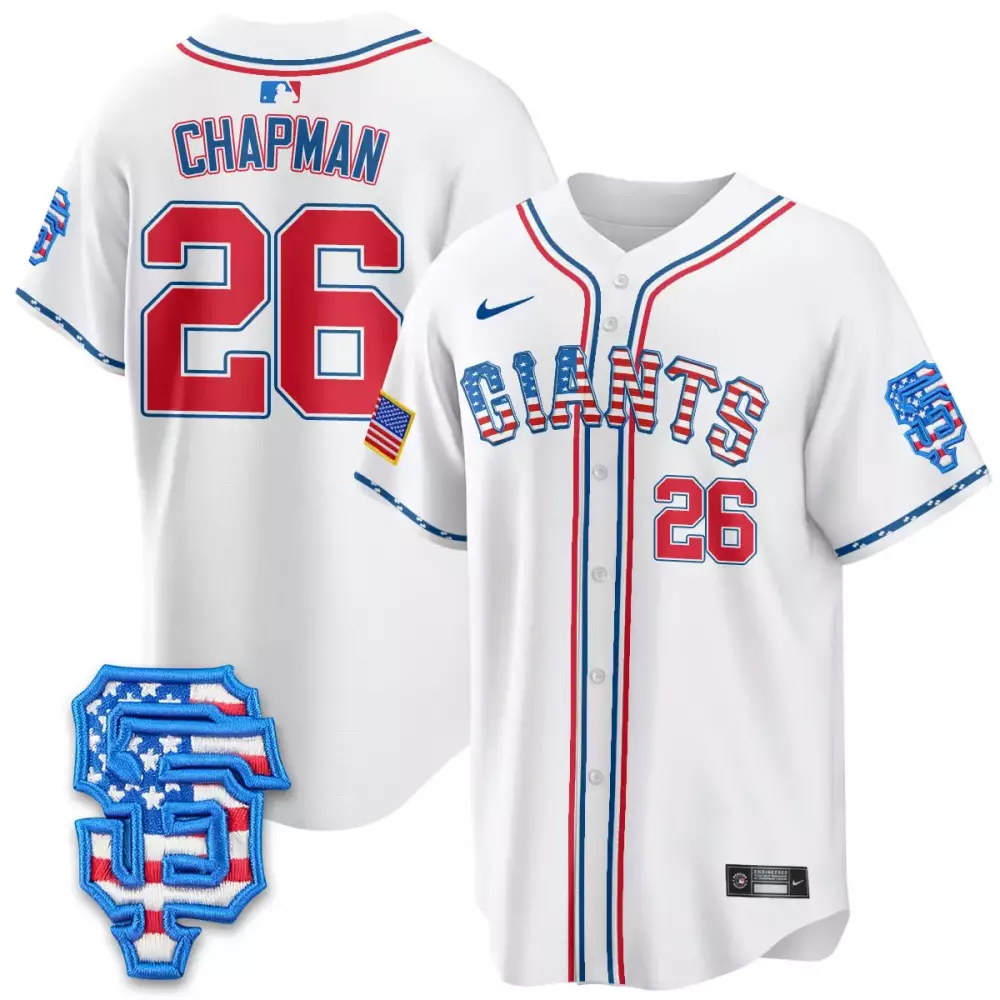 Chapman 26 San Francisco Giants 2025 Vapor Jersey | White 4th of July | Limited Edition Fan Gear | For Men, Women & Youth