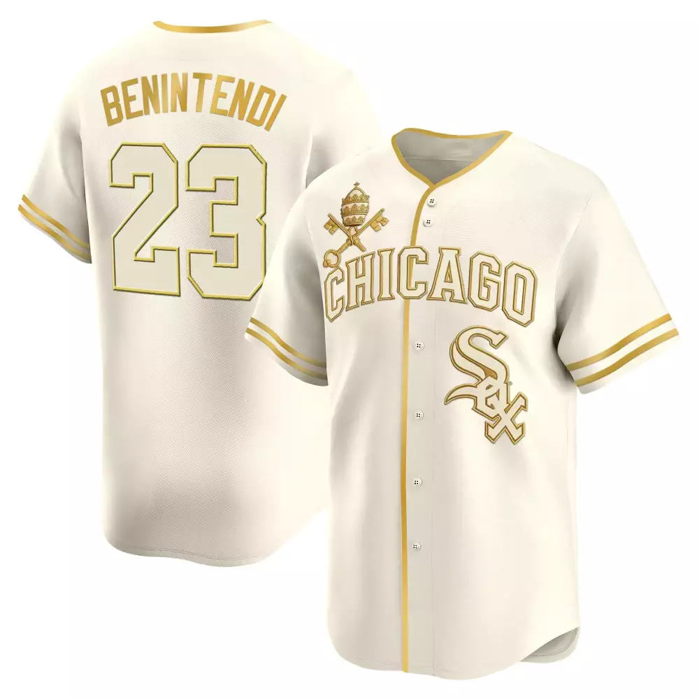 Chicago White Sox Andrew Benintendi 23 Cream Jersey | Gold Accents Style | For Men, Women & Youth