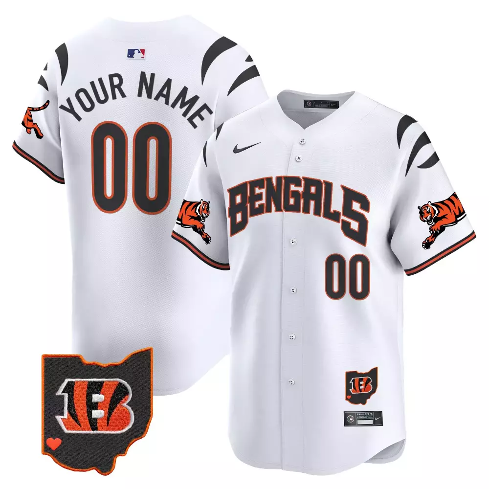 Cincinnati Bengals White Jersey with Player Name & Number 00 | Retro Style Fan Gear for Every Game | For Men, Women & Youth