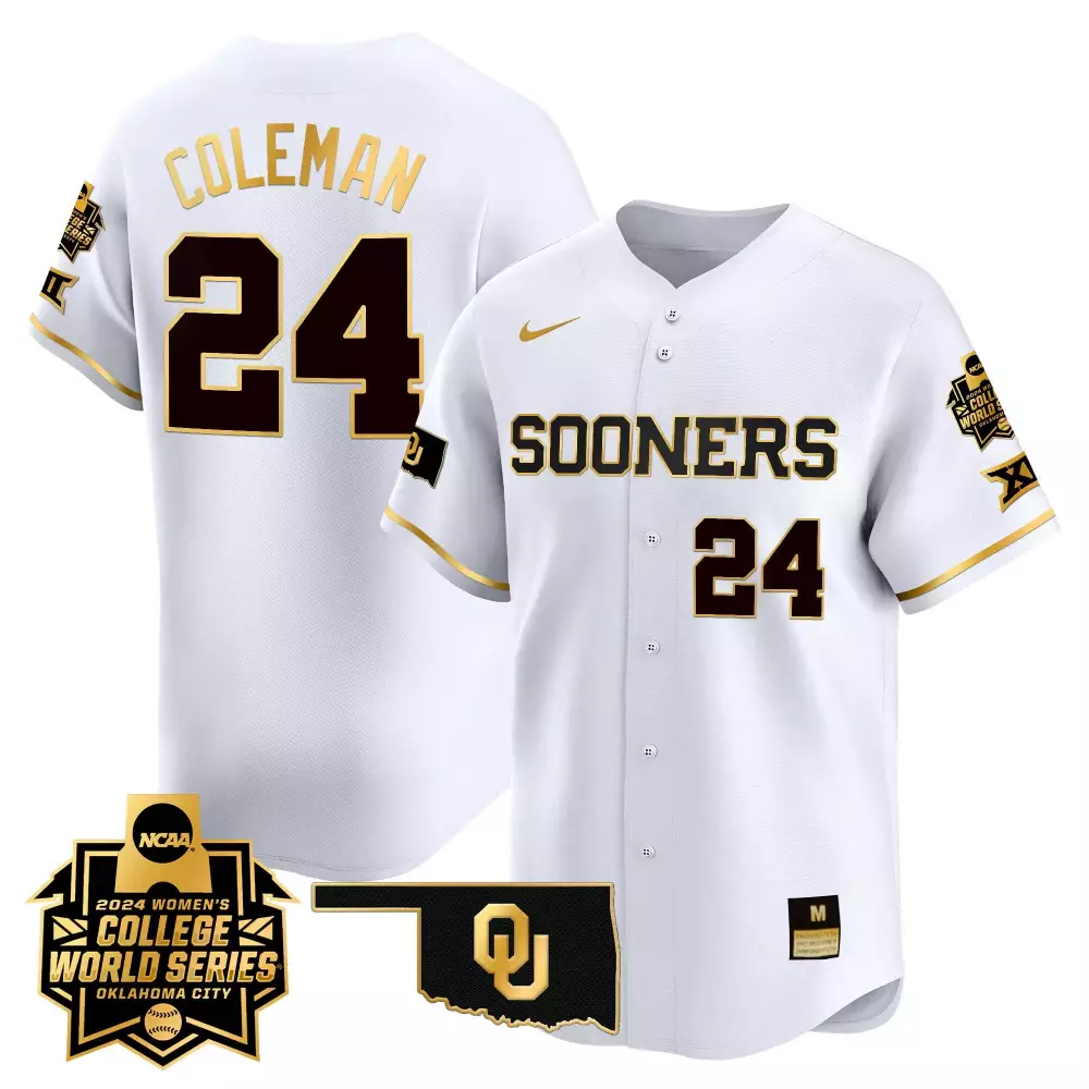 Custom Oklahoma Sooners  2024 Womens College World Series Coleman 24 Stitched Vapor Authentic Jersey – White